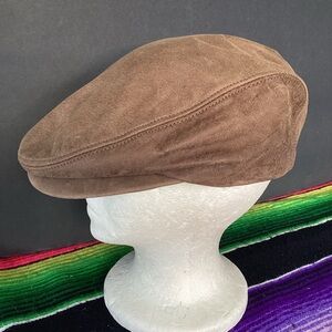 Vintage adventure bound leather newsboy cabbie hat made in USA size medium